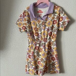 Disney Floral Kids Casual Dress - Purple, Yellow, Red